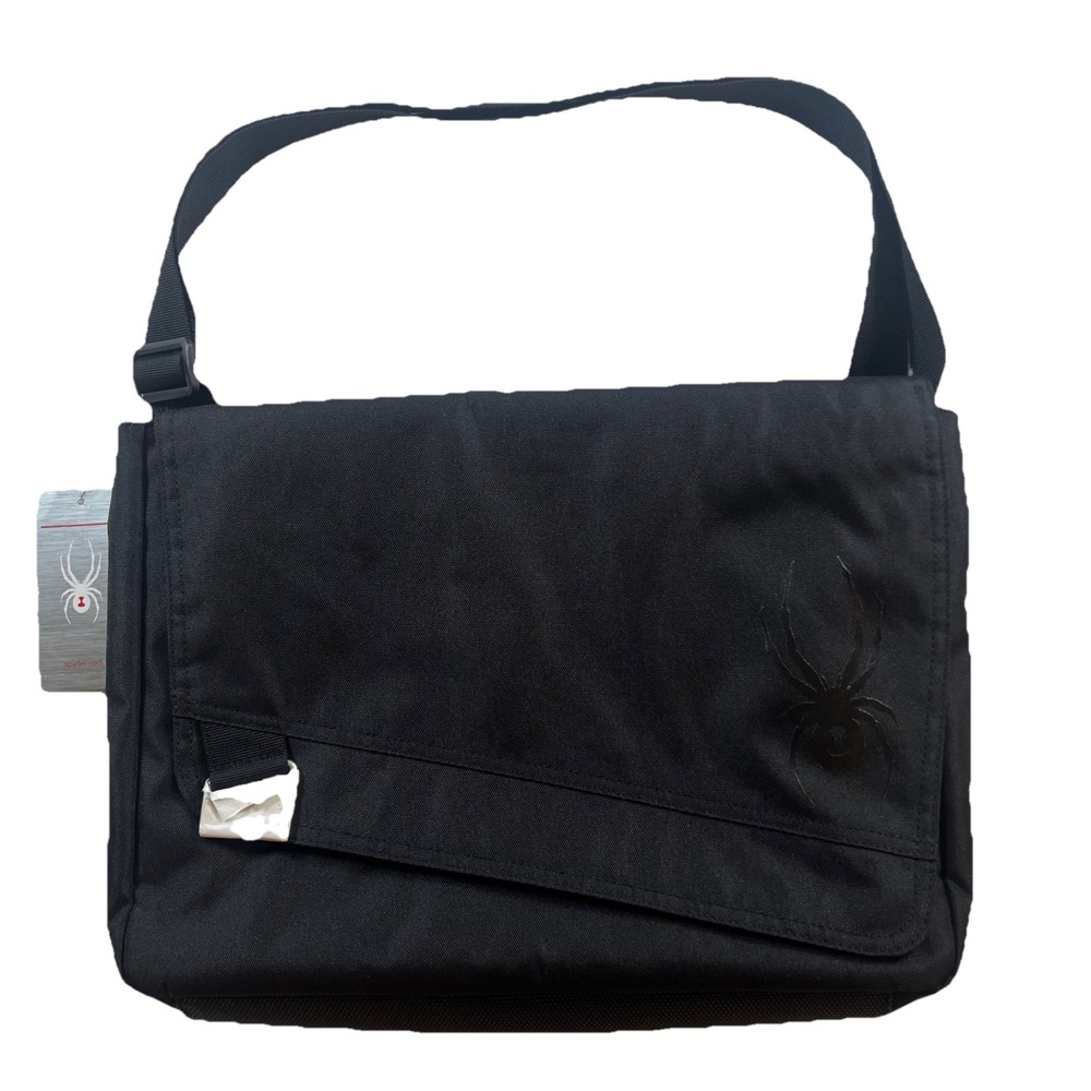 NEW GENUINE SPYDER‎ BLACK NYLON MESSENGER BAG SUPER NICE NWT